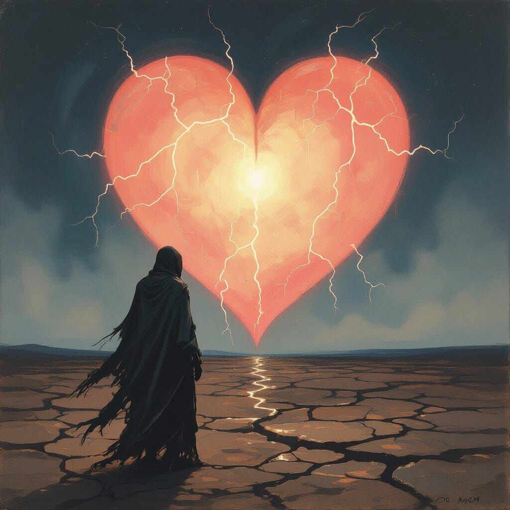 Pulsating Heart in Sky: Expressive Atmospheric Landscape