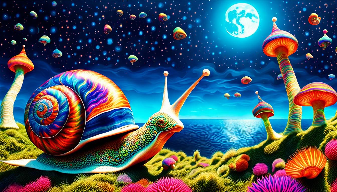 Psychedelic Snails on a Space Yacht