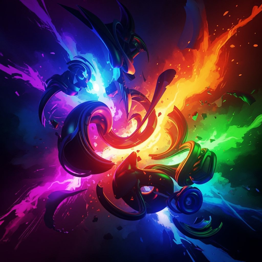 Vibrant Abstract Shapes in Digital Art Style