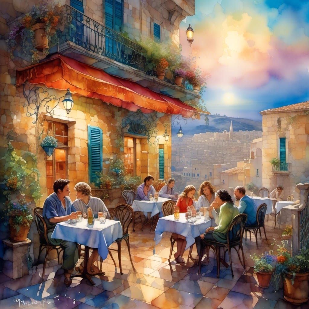 A restaurant in Malta, warm summer evening