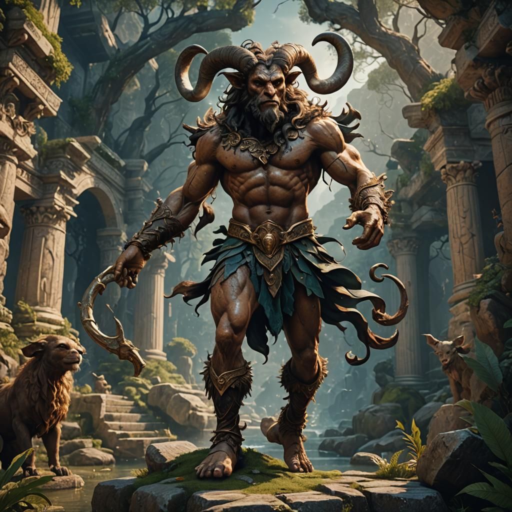 Satyr in Greek Mythology: Detailed Matte Painting