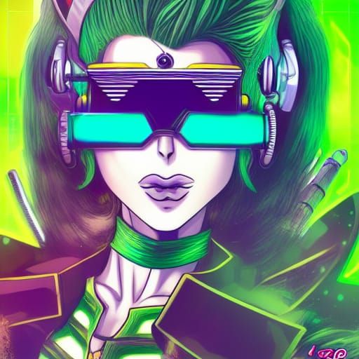 Cyberpunk Space Pirate Captain in Orphism Comic Style