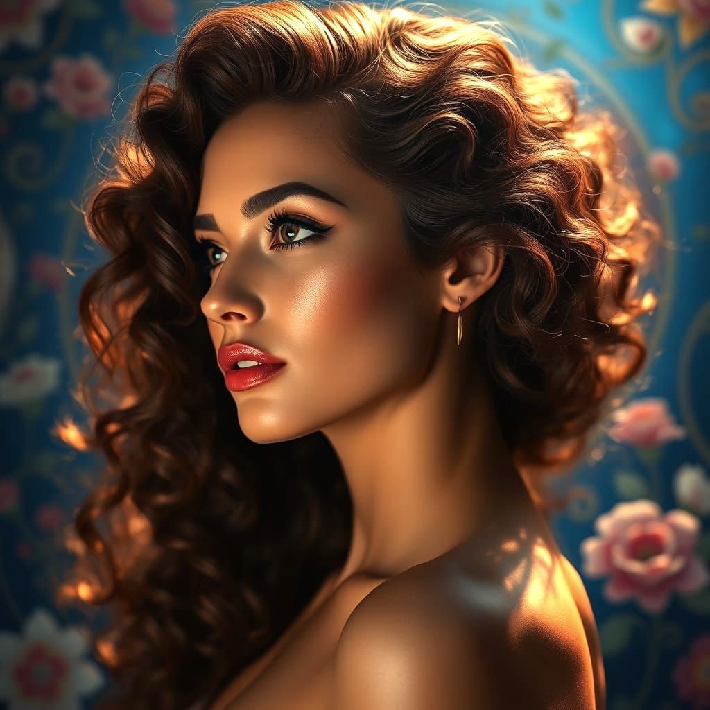 Elegant Fantasy Portrait in Jewel-Toned Blue