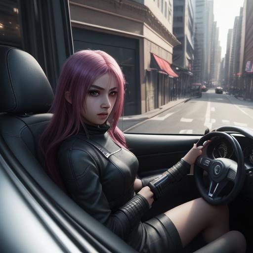 Assassin Selfie in Car, Realistic 4K Rendering