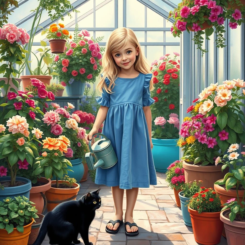 Dreamy Garden Scene in Art Nouveau Style