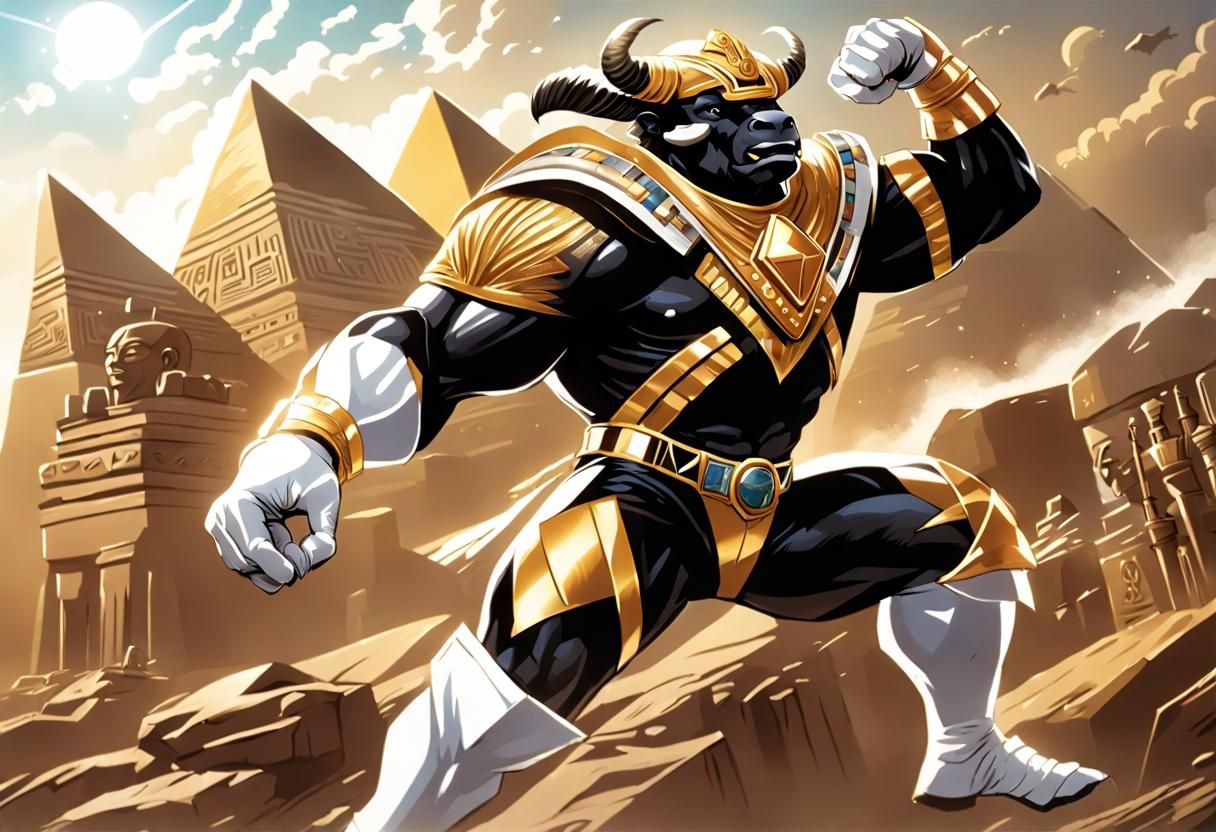 Anthro Buffalo Pharaoh Power Ranger in Comic Art