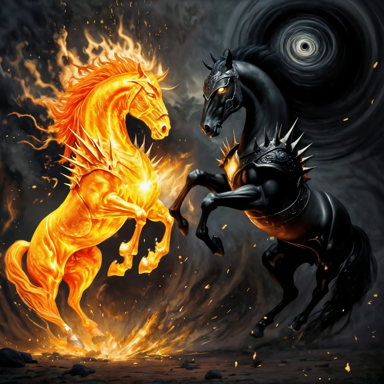 Epic Battle: Molten Light Horse vs. Obsidian Dark Horse