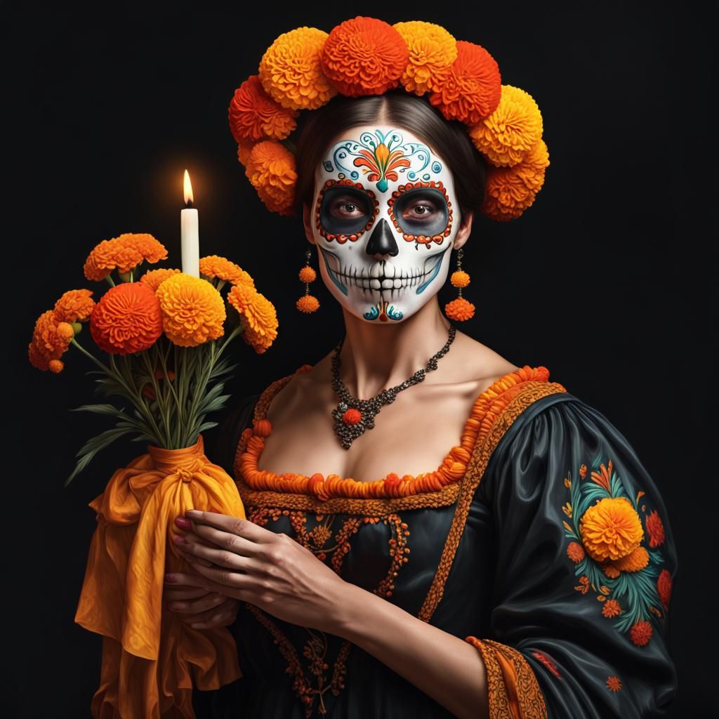 Day of the Dead Portrait as Renaissance Painting