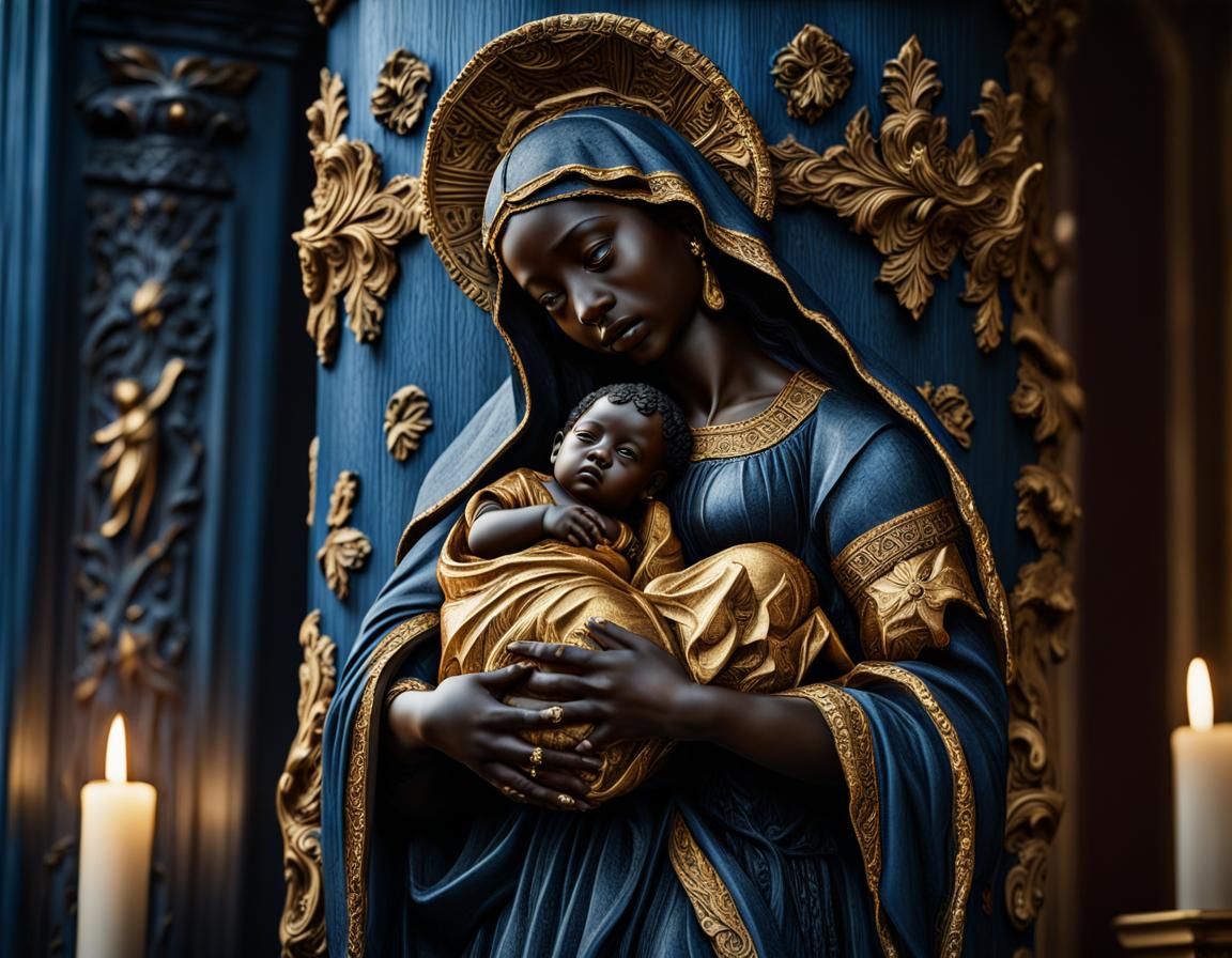 Black Madonna and Child in Renaissance Style