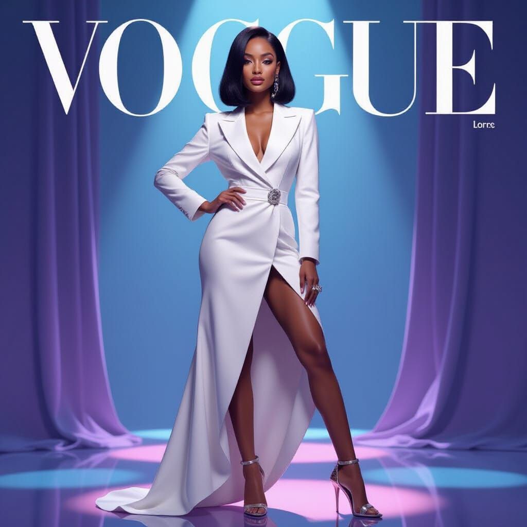 Glamorous Black Woman in High Fashion Editorial Shoot