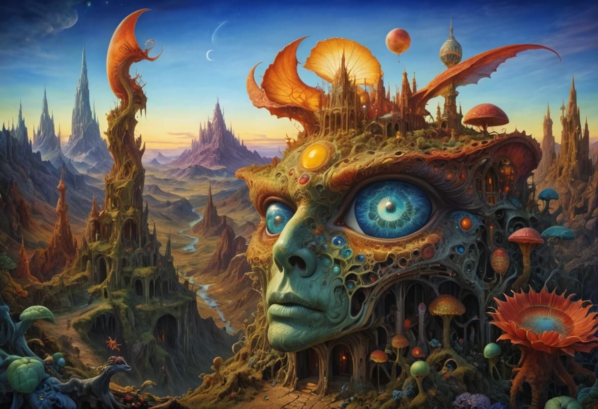 Visionary Land of Broken Dreams in Surrealist Style