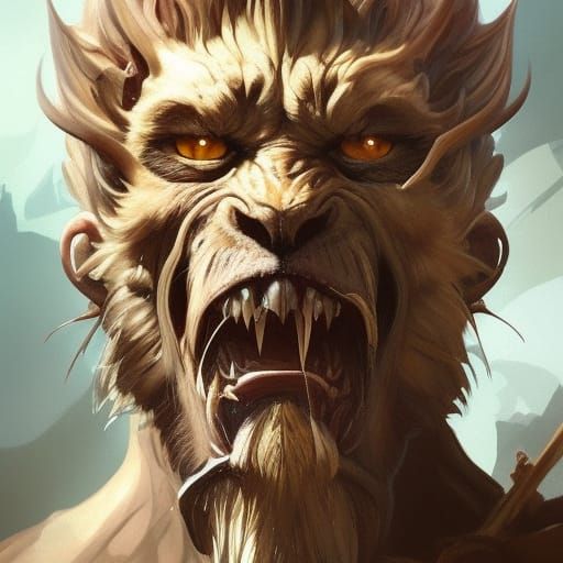 Demonic Sabertooth Portrait in Hyperdetailed Style