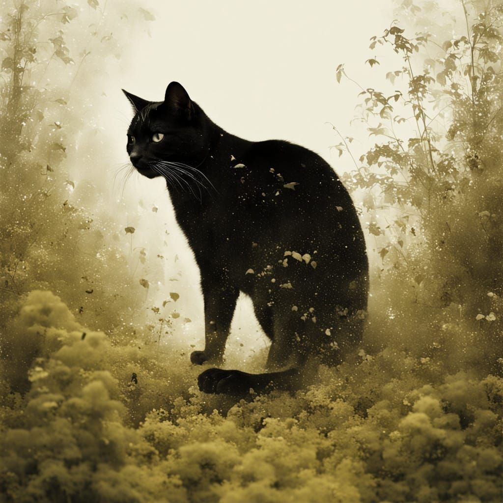 Whimsical Feline Forms in Vibrant Abstraction