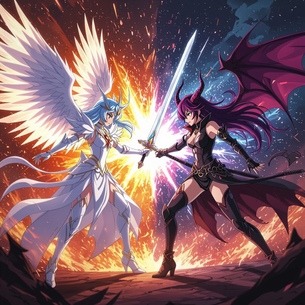 Angelic vs. Demonic Digimon Sword Fight