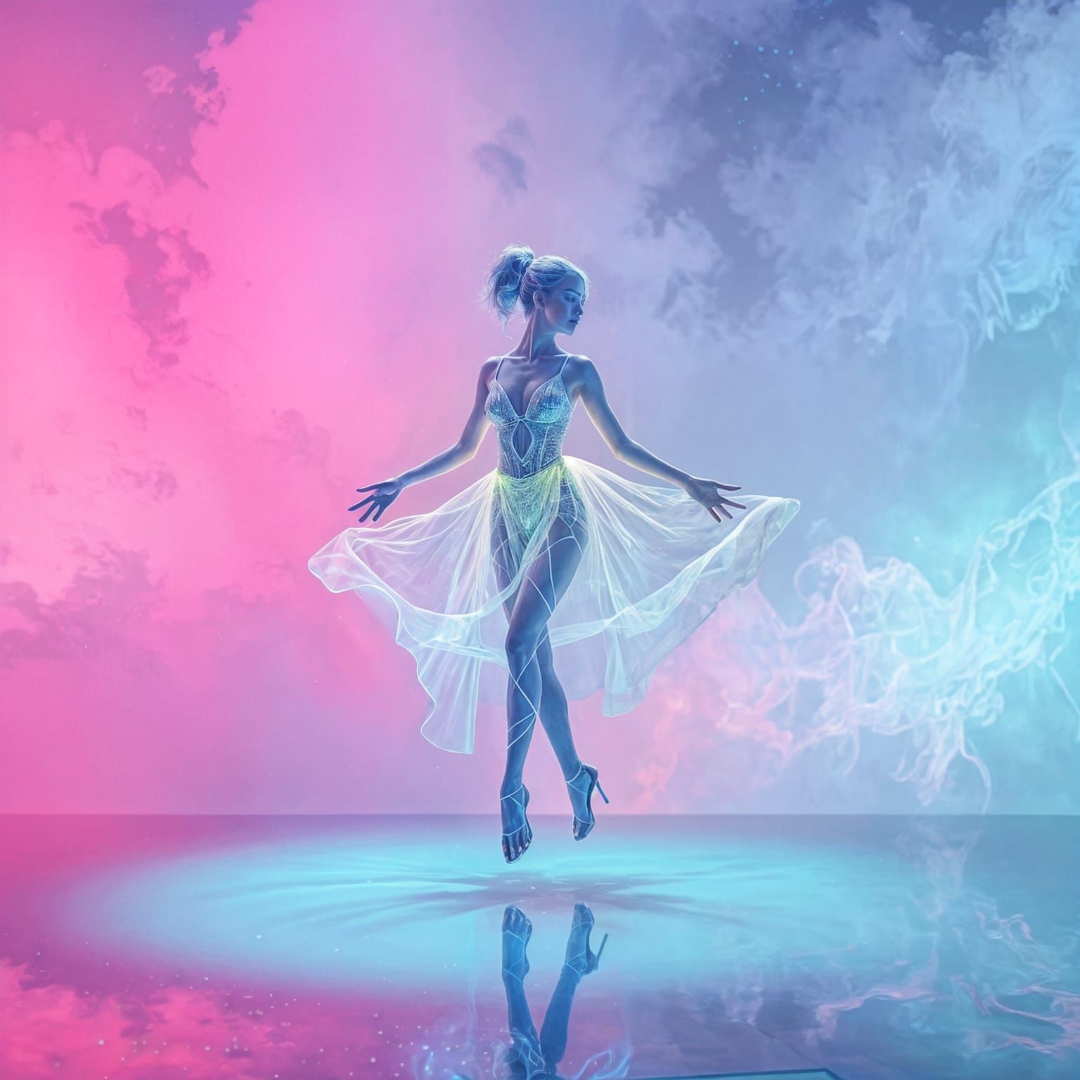 Ethereal Hologram Dances in Vibrant Splendor