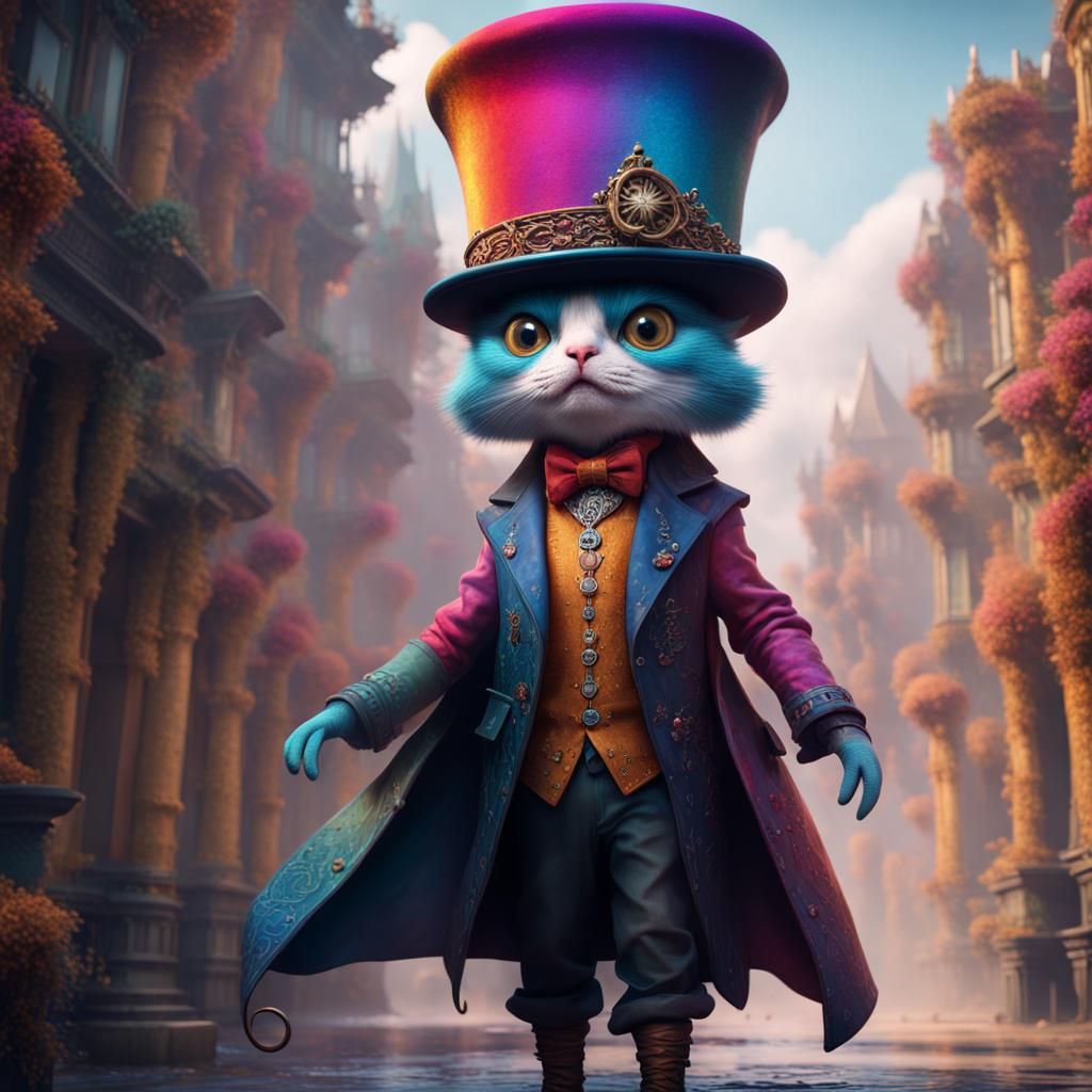 Person in Tall Colorful Hat: Detailed Matte Painting