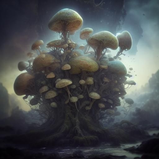 Surreal 3D Fractal Sculptures in Expressionist Style