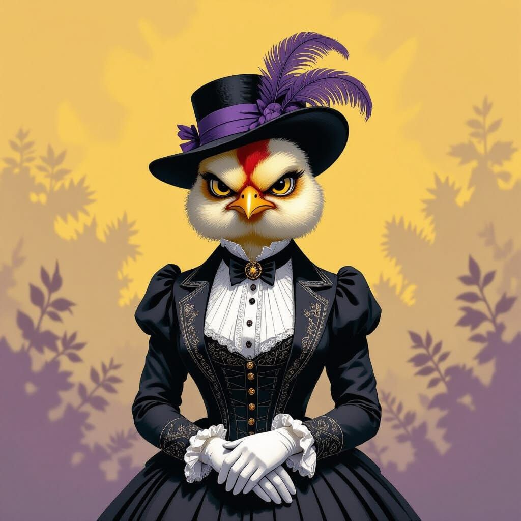 Grumpy Chick in Bauhaus Dreamscape with Soft Focus