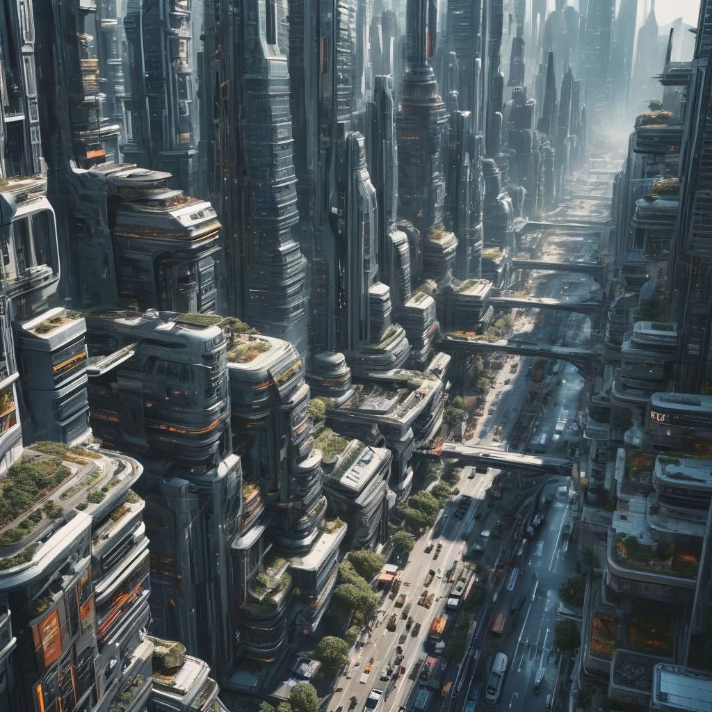 Futuristic Cityscape View in 2077