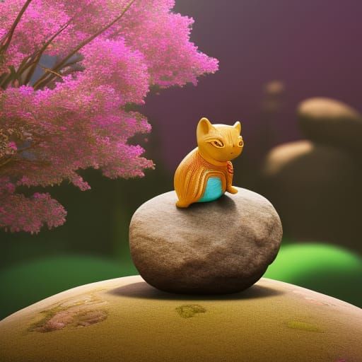 Cosmic Creature in Garden, Highly Detailed Render