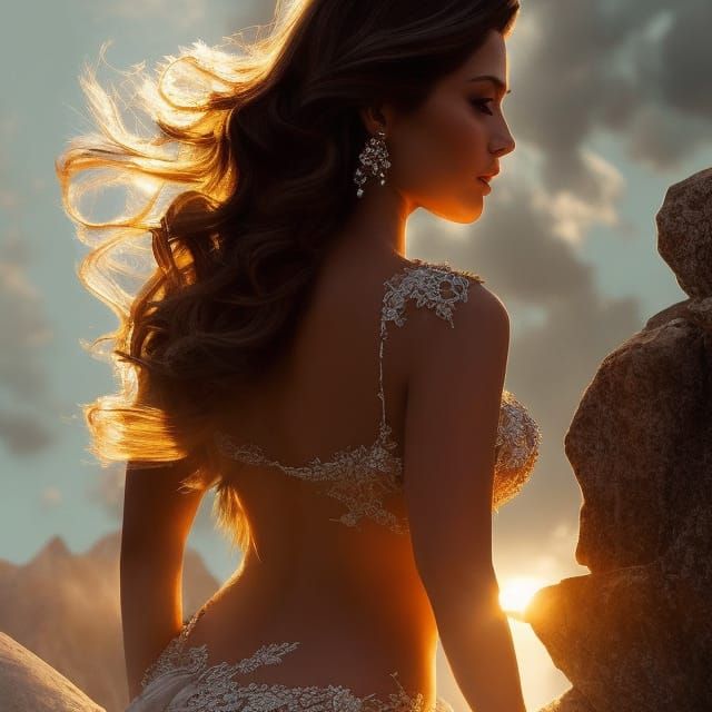 Elegant Dancer's Shadow: Photorealistic Digital Art