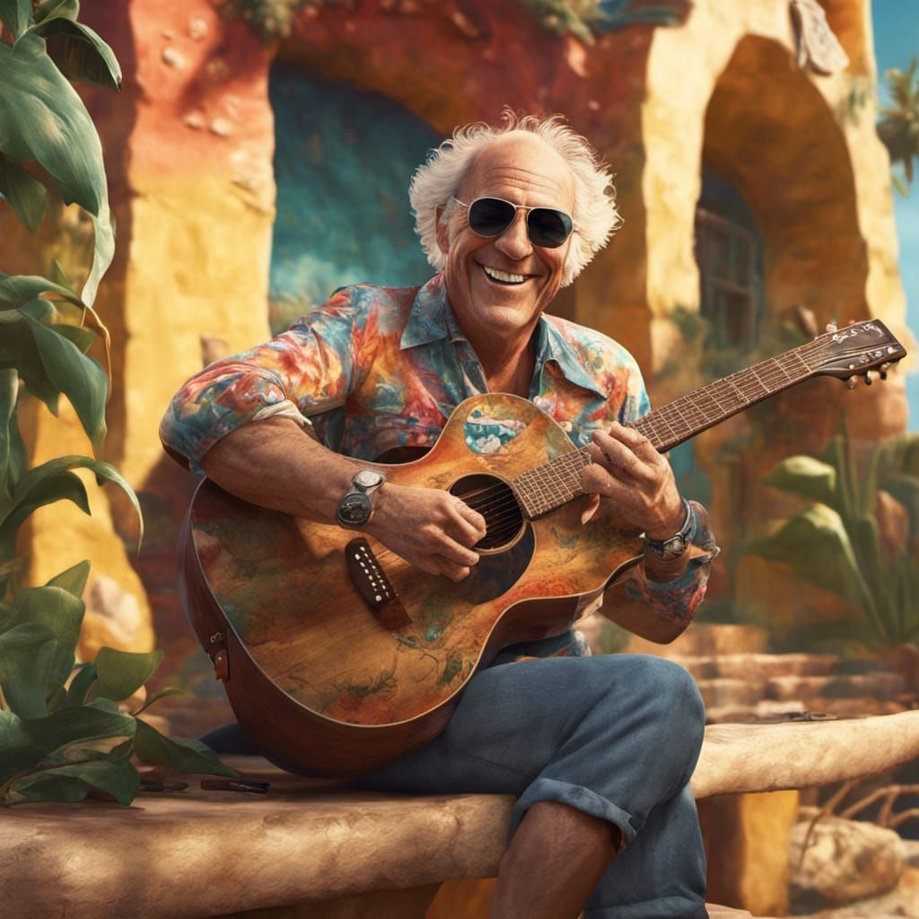 Jimmy Buffett Smiling: Detailed Fantasy Concept Art