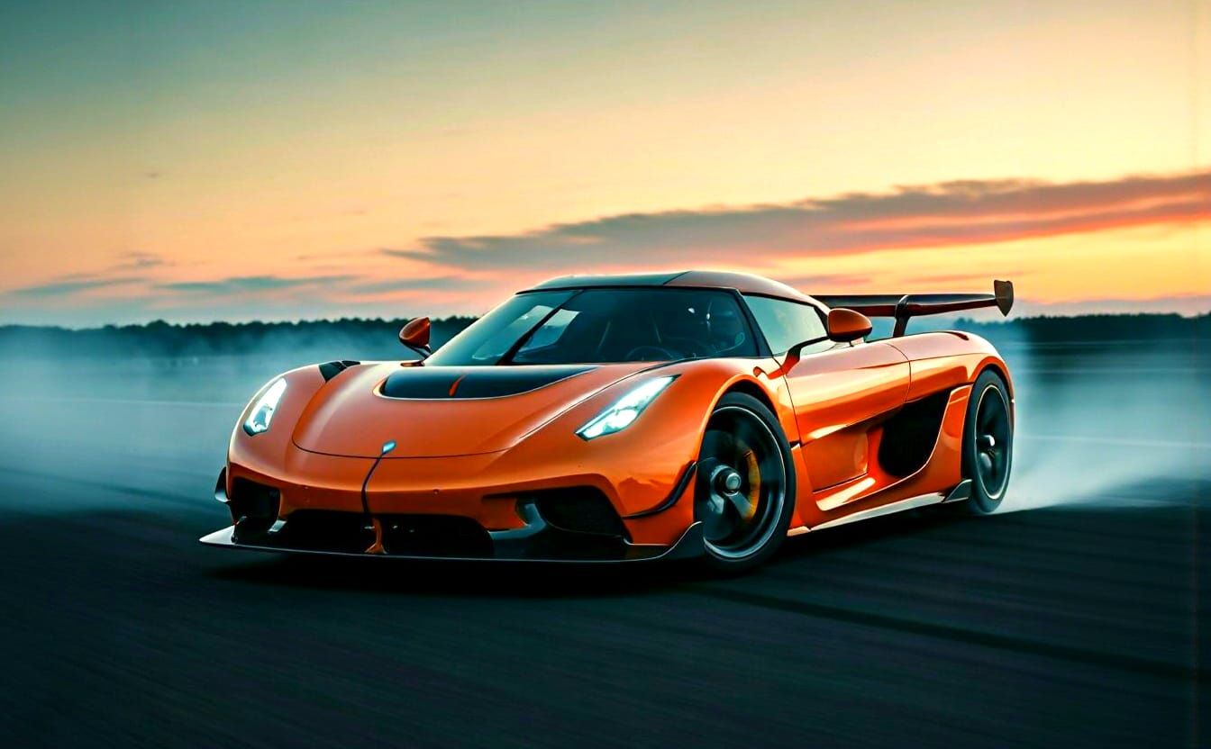 Koenigsegg Jesko Attack Drifting at Dusk