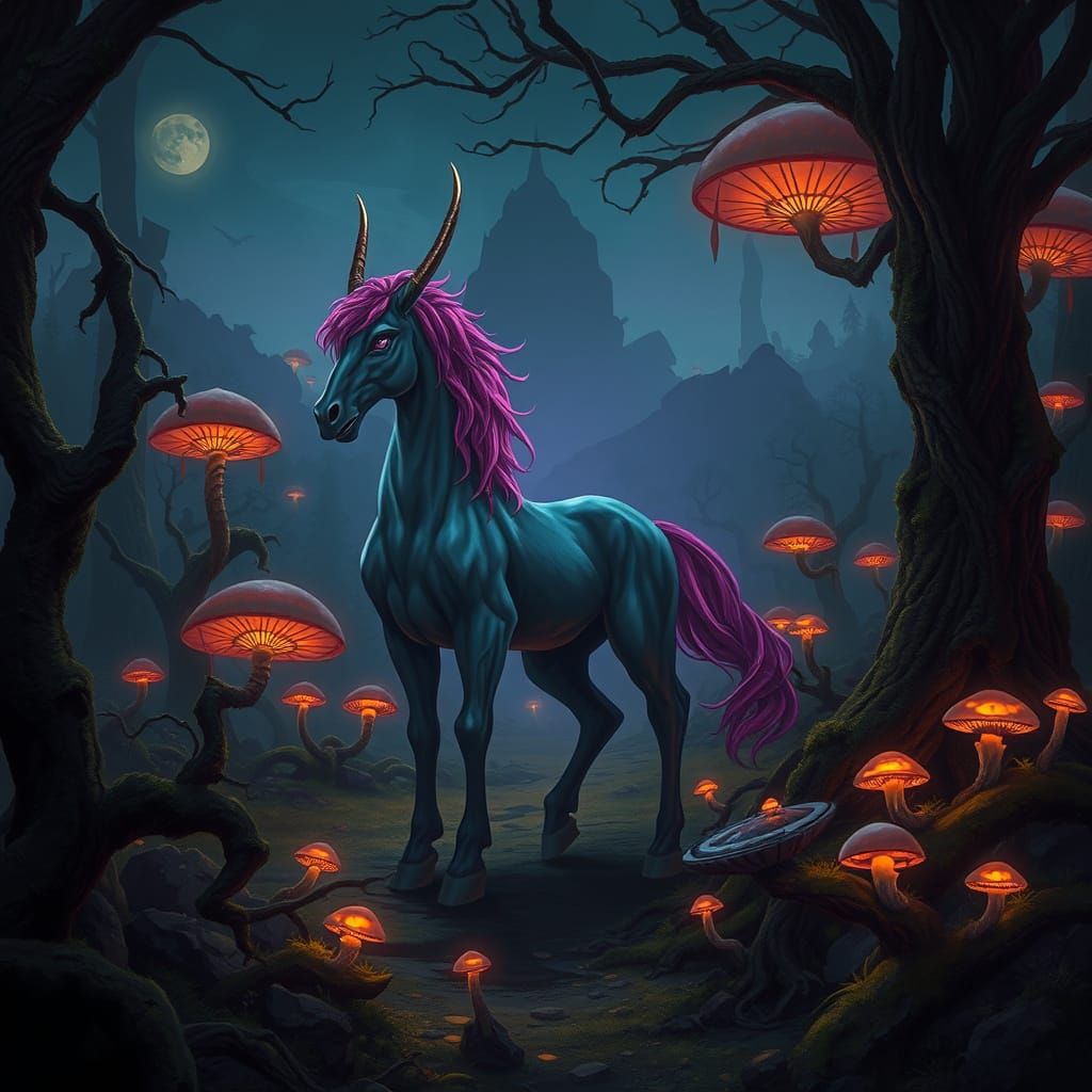 Gloamstride Centaur in Thornwood Vale: Mystical Landscape