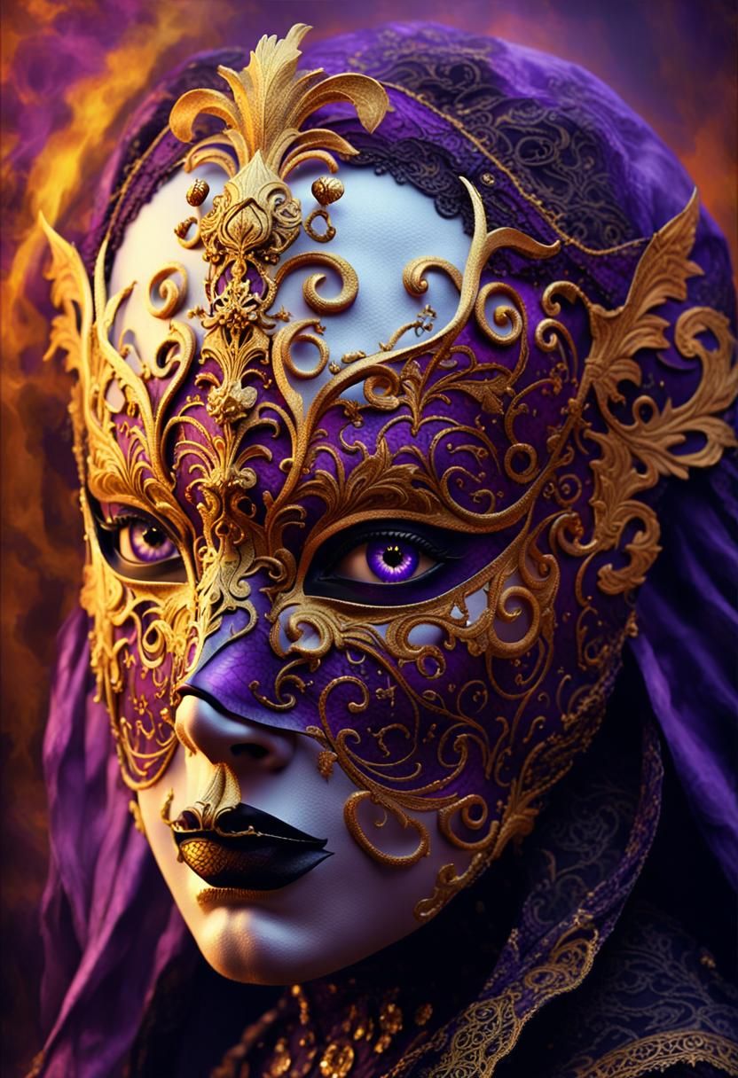 Female Vampire in Masquerade Mask, Renaissance Art Nouveau