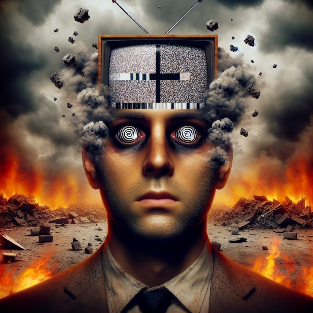 Hypnotized Individual in Devastated Wasteland