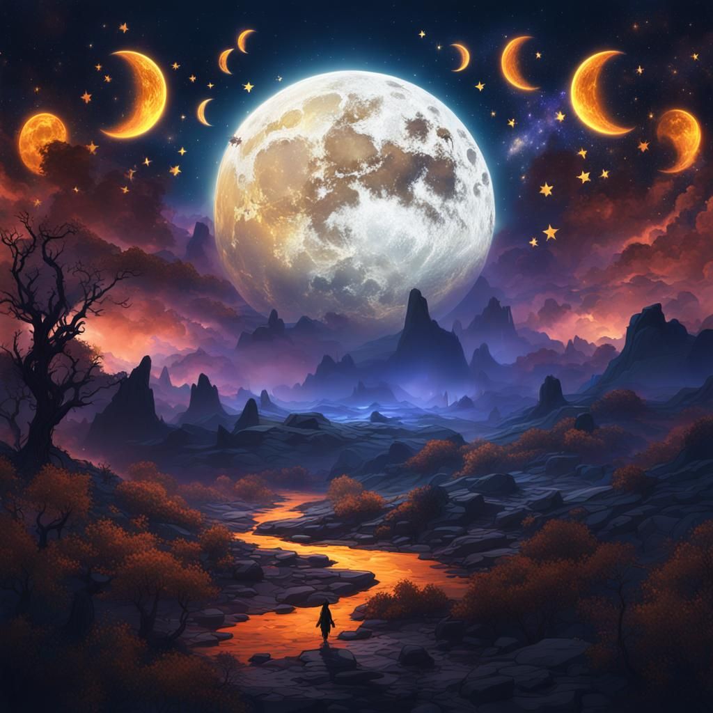 Psychedelic Angel in Stormy Celestialscape