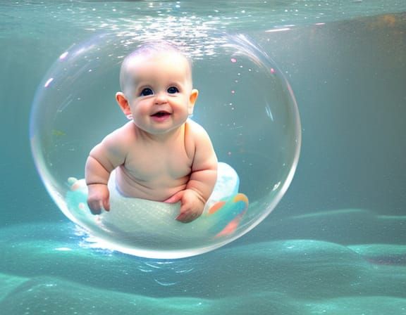a little baby in a bubble