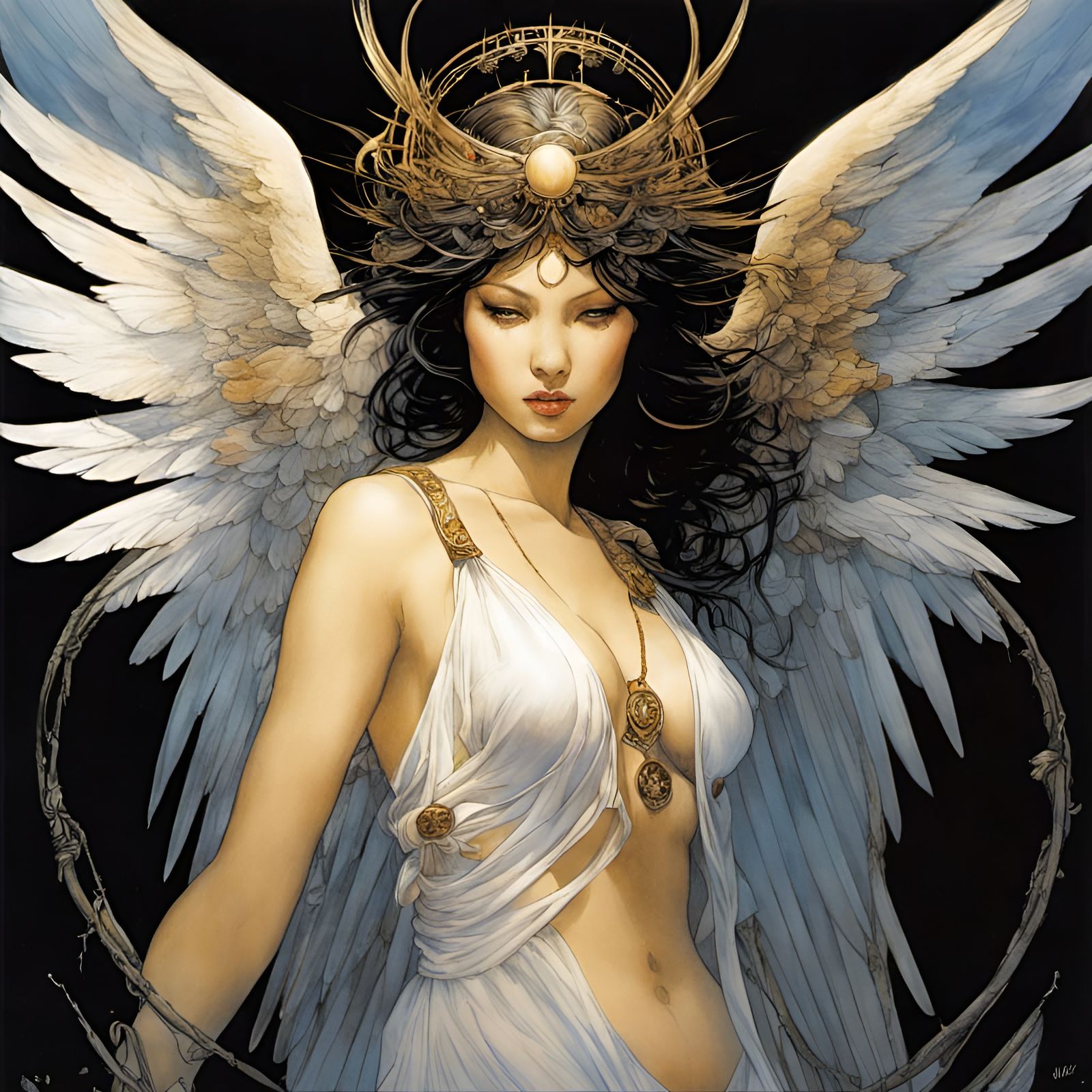 Ethereal Angel in Classic Comic Art Style
