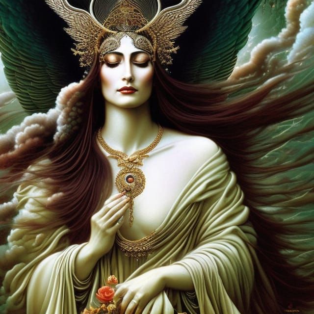 Goddess of Trauma and Compassion: Angelic Oil Painting