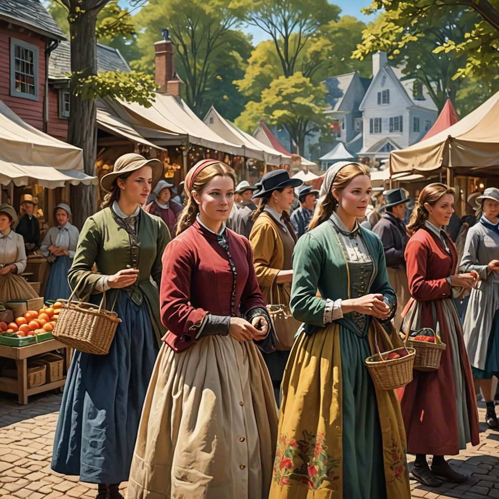 Colonial Market in Redwall Gouache Style