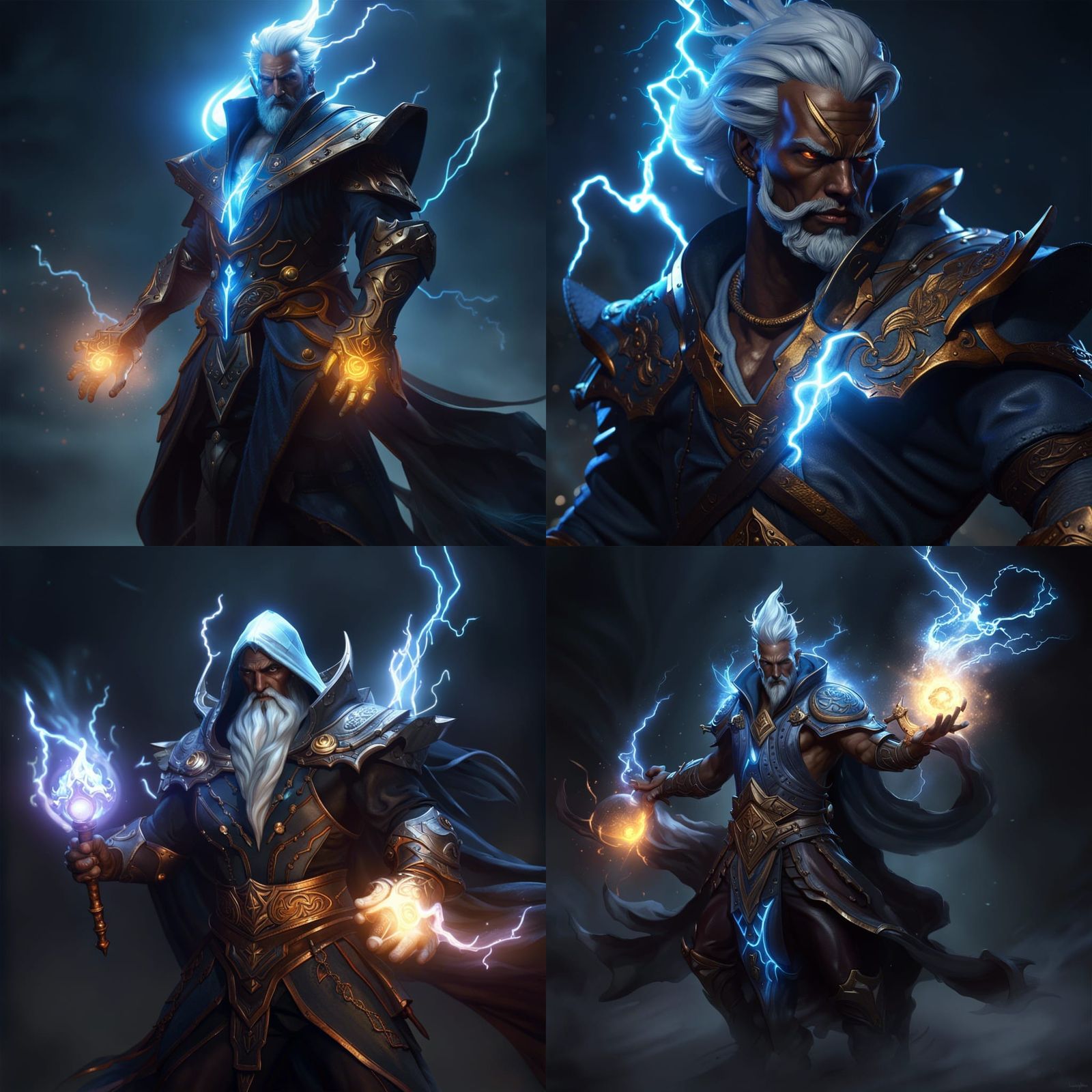 Epic Storm Genasi Wizard in Dark Fantasy Style