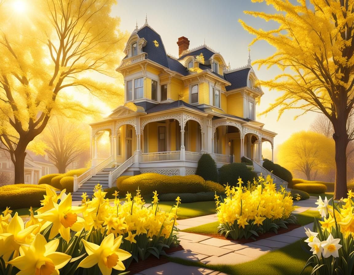 Victorian House in Spring Sunlight