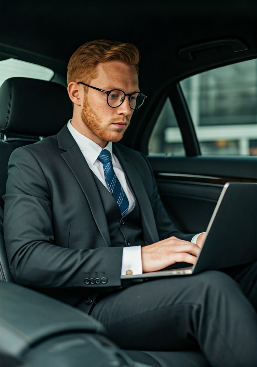Ginger Lawyer in Moody Mercedes-Benz S-Class