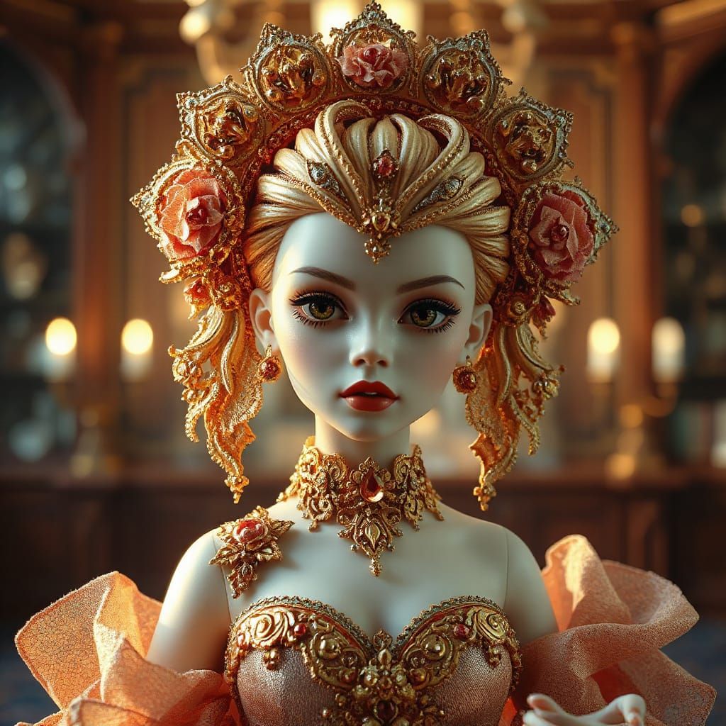 Gothic Marble Doll in Magical Light Reflections