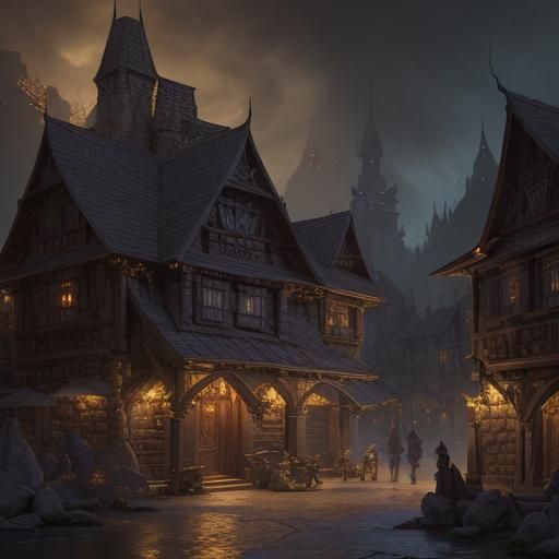 Phandalin Tavern in Dark Fantasy Style