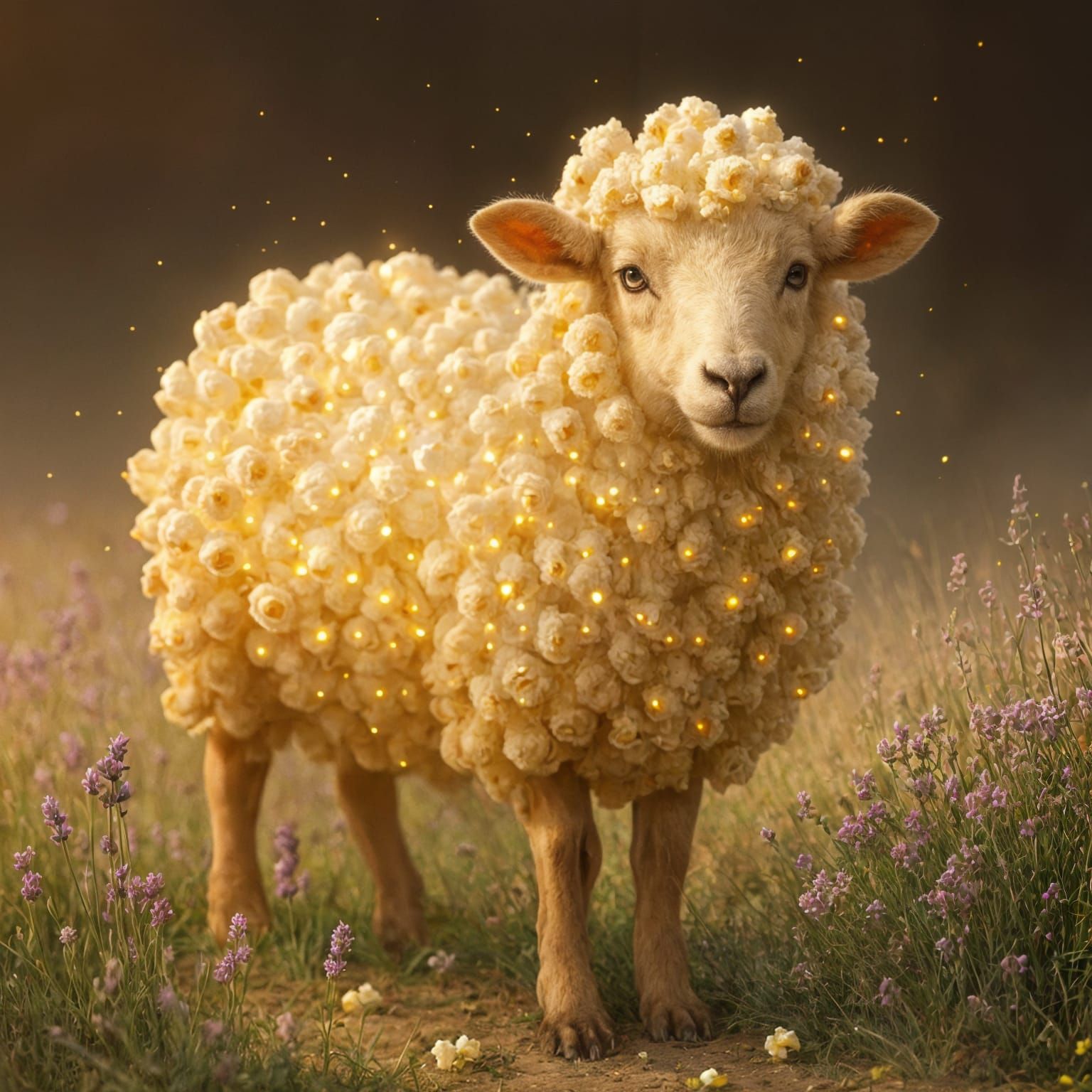 Magical Popcorn Sheep in a Flower Meadow
