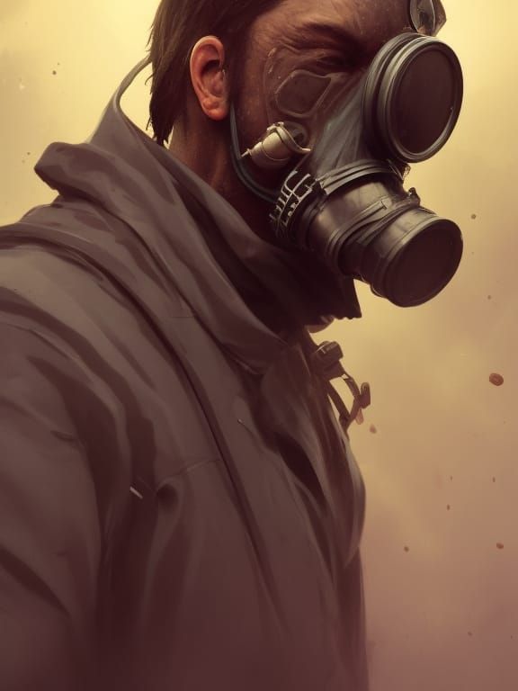 Gas Mask Portrait in Hyperdetailed Concept Art Style