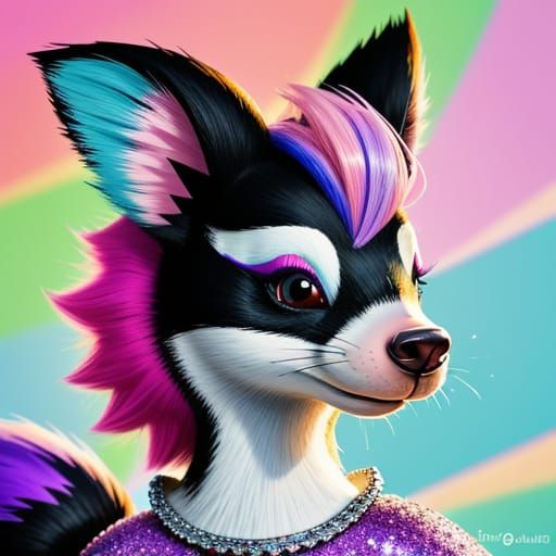 Colorful Cartoon Skunk Illustration in Whimsical Style