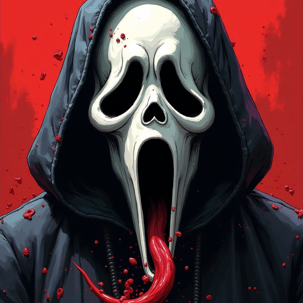 Ghostface Scream Artwork in Manga Style