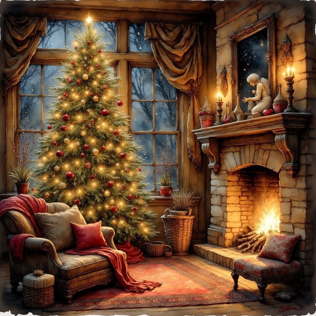 Warm Winter Wonderland Family Room