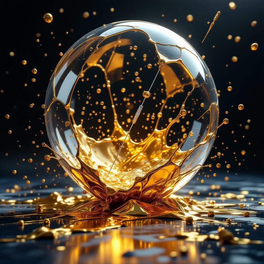 Exploding Gold Balloon in Cinematic Digital Art