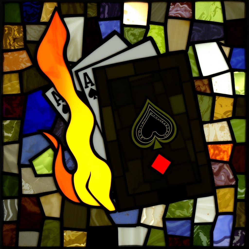 Fiery Stained Glass Card Mosaic