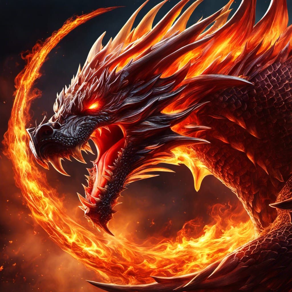 Legendary Red Dragon Unleashes Fire: Hyperrealistic Splash A...