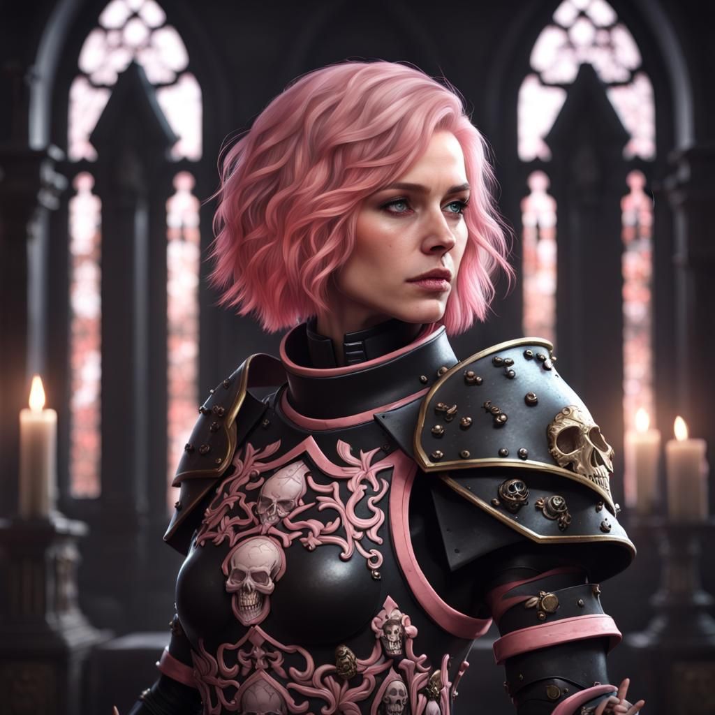 Fantasy Cleric in Black Armour Portrait