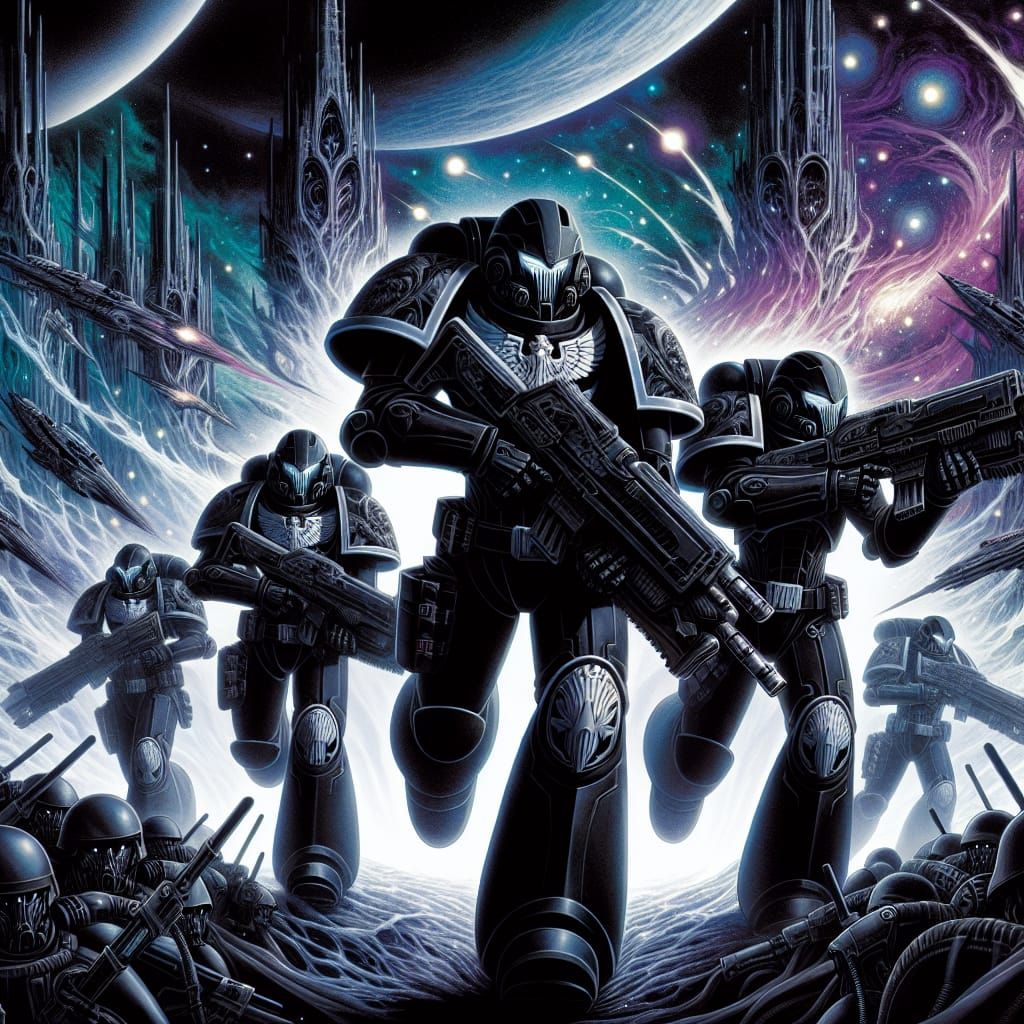 Anime-Inspired Military Art in Grimdark Style